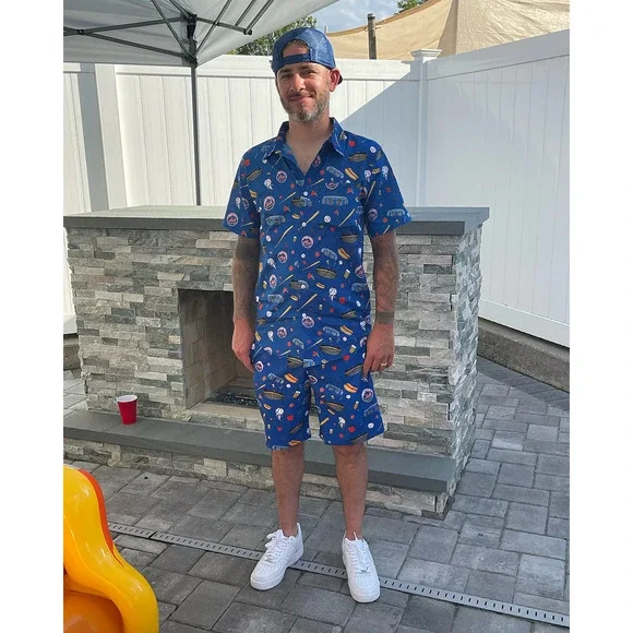 New York Mets The 7 Line T7L “Party Time” Button Up Shirt 2XL NWOT MLB Rare - Picture 7 of 8